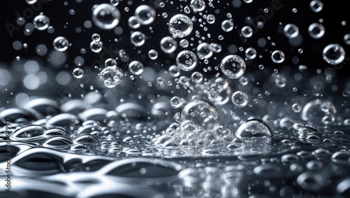 Bubbles Rising in Boiling Water Creating Dynamic Fluid Motion with Reflections and Light Effects