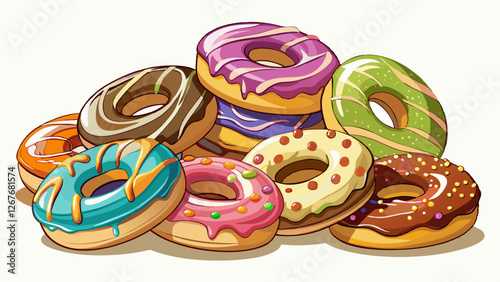 Assorted donuts isolated on white