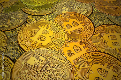 golden bitcoins as symbol of wealth