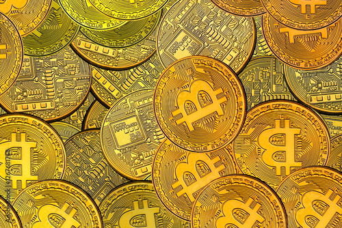 golden bitcoins as symbol of wealth