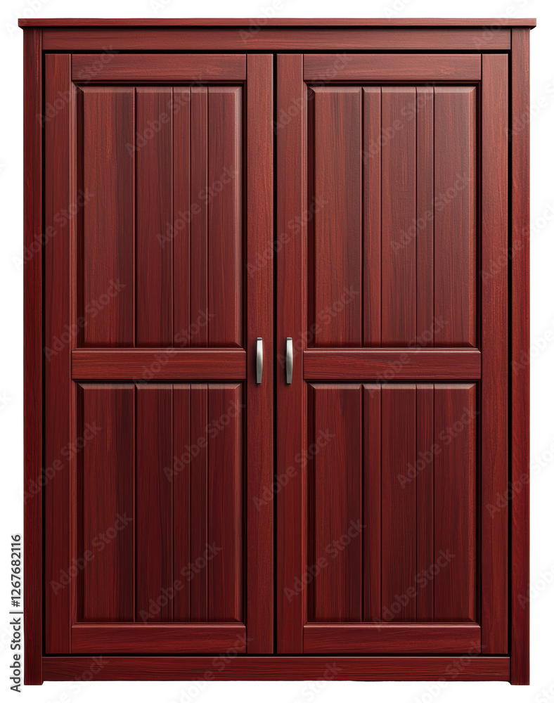Dark Wood Cabinet with Two Doors on Isolated Transparent Background Interior Storage Dark Wood Cabinet with Two Doors on Isolated Transparent Background Interior Storage