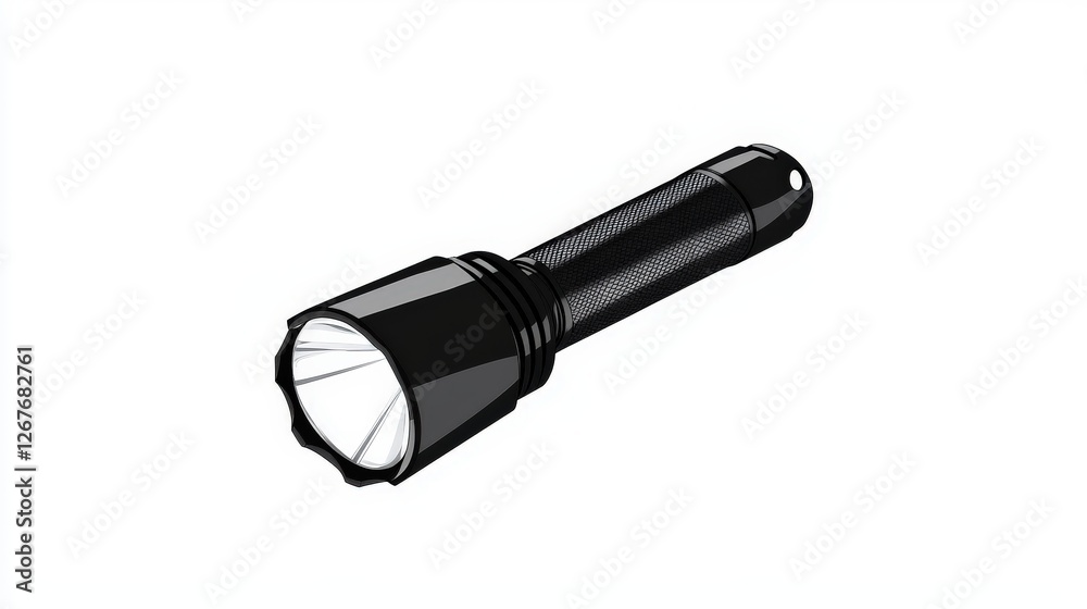 Bright and compact flashlight with a clean white background ideal for outdoor and emergency use Bright and compact flashlight with a clean white background ideal for outdoor and emergency use