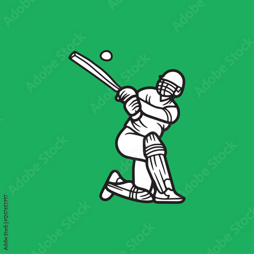 Cricket playing batter - batsman illustration