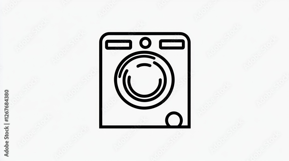 Simple outline of a washing machine, against white background, for use in design, illustration or education Simple outline of a washing machine, against white background, for use in design, illustration or education