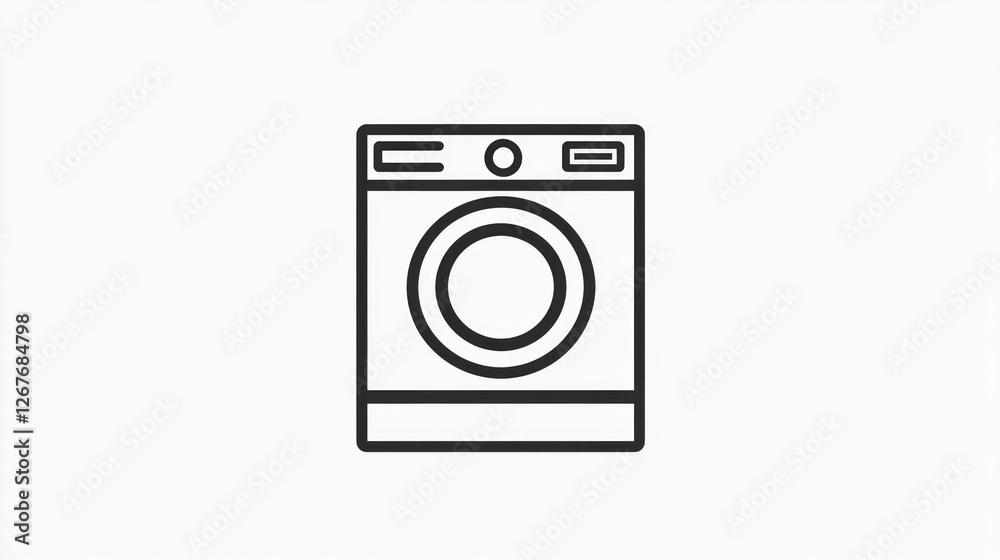 Simple line art drawing of a washing machine. Possible use stock photo for home appliances, illustration for a guide Simple line art drawing of a washing machine. Possible use stock photo for home appliances, illustration for a guide