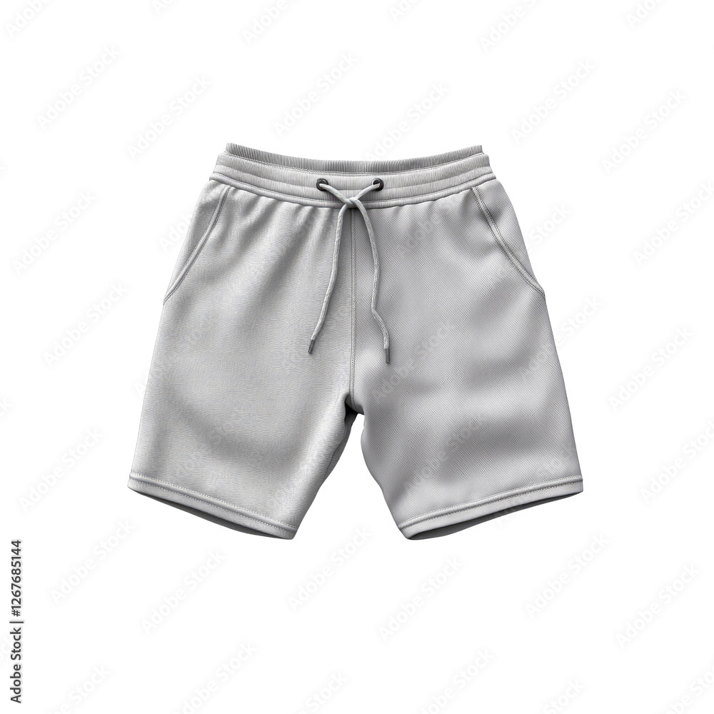 Light Grey Sweatshorts, Men's Casual Drawstring Shorts, Blank Mockup Light Grey Sweatshorts, Men's Casual Drawstring Shorts, Blank Mockup