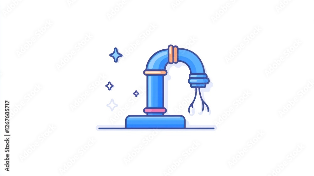 Simple illustration of a broken water pipe Simple illustration of a broken water pipe