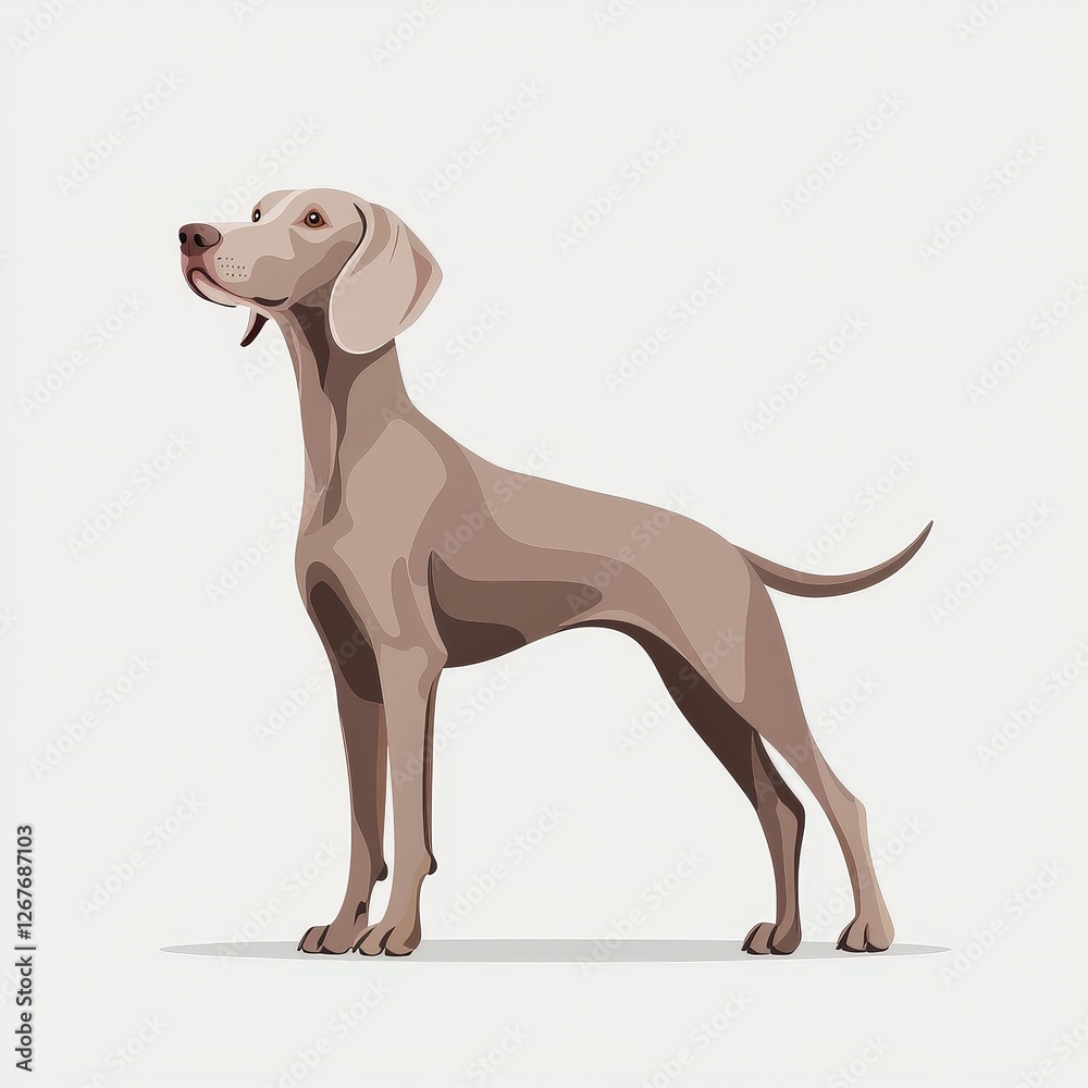 A playful dog with an extensive long tail frolicking in a green meadow under a bright blue sky A playful dog with an extensive long tail frolicking in a green meadow under a bright blue sky