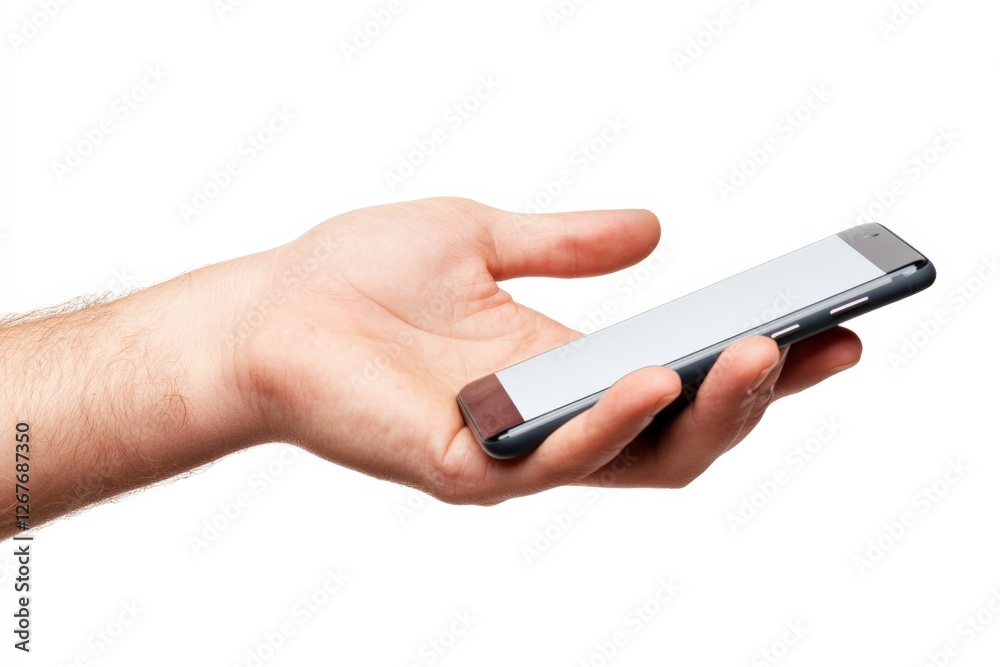 hand Holding Smartphone, Isolated on white hand Holding Smartphone, Isolated on white