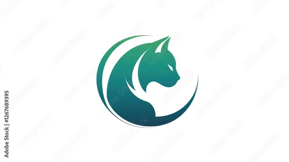 Green cat head logo design, clean background Green cat head logo design, clean background