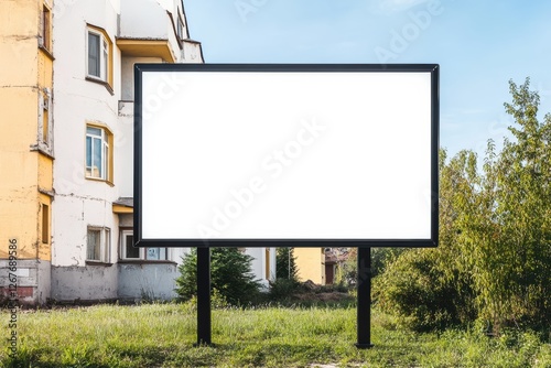 Wallpaper Mural Blank real estate sign in front of new house awaiting buyers in a suburban area Torontodigital.ca