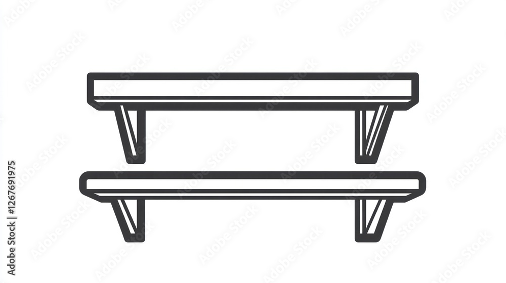 Two Floating Shelves, Interior Design, Simple Furniture Illustration Two Floating Shelves, Interior Design, Simple Furniture Illustration