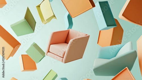 Floating Lounge Chair Geometry in Pastel Tones Design