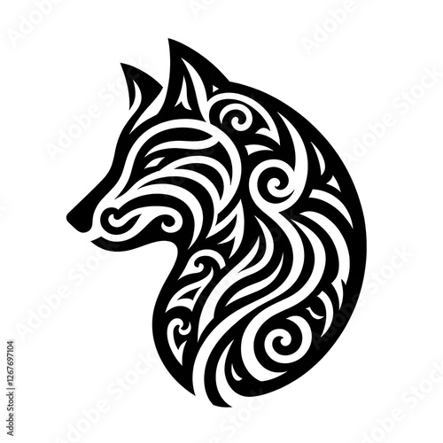 Wallpaper Mural AI Generate of Wolf Shape in Maori Art style isolated in white Torontodigital.ca