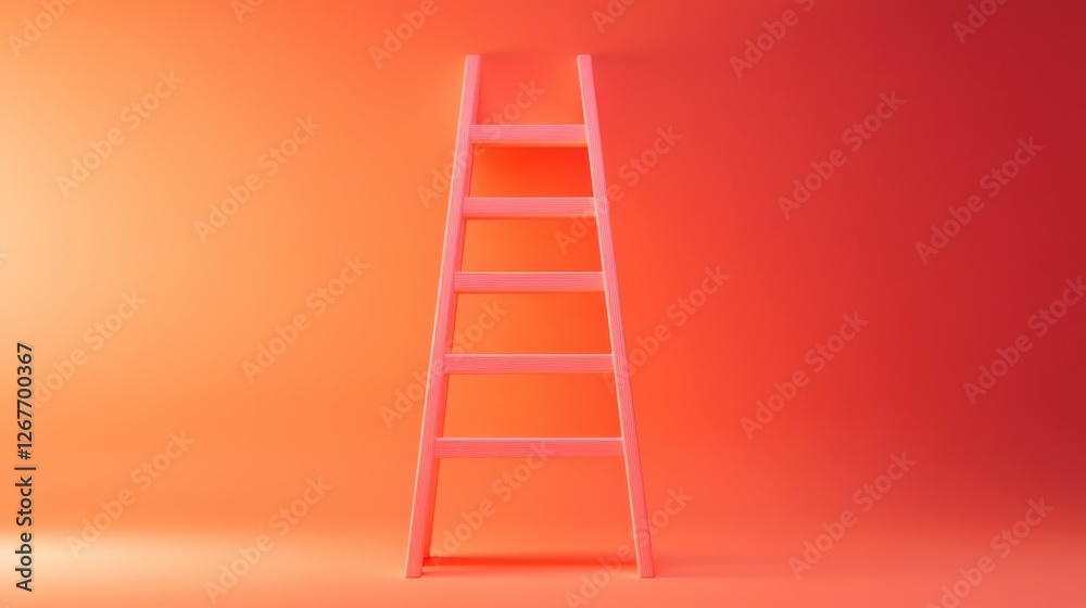pink ladder against an orange and red backdrop. pink ladder against an orange and red backdrop.