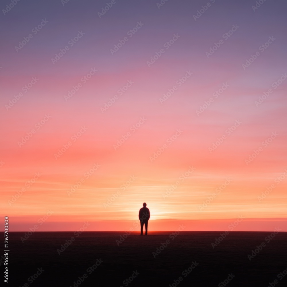 Silhouette of a Person Against Sunset Sky Silhouette of a Person Against Sunset Sky