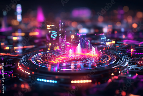 Wallpaper Mural AI-Driven Financial Fraud Detection in Digital Workspace with Holographic Financial Charts and Glowing Lines Representing AI Analyzing Transaction Data for Fraudulent Activities Torontodigital.ca