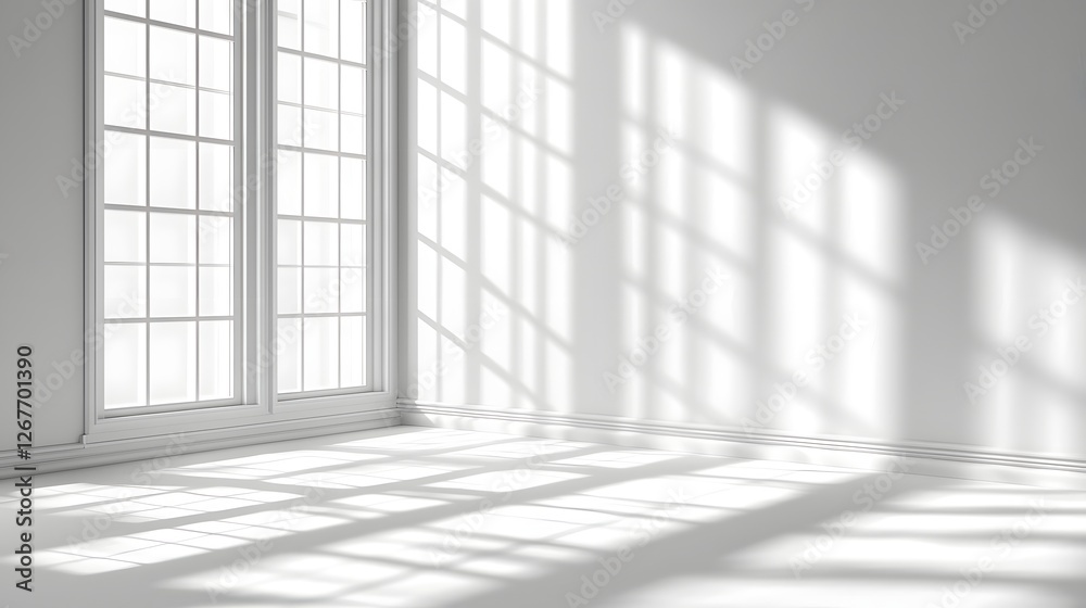 Minimal Abstract Light Gray Background for Product Presentation with Soft Shadow and Light from
