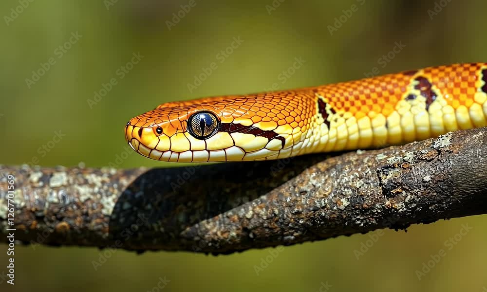 Tropidolaemus Wagleri Snake Closeup on Branch Viper Snake Tropidolaemus Wagleri Snake Closeup on Branch Viper Snake