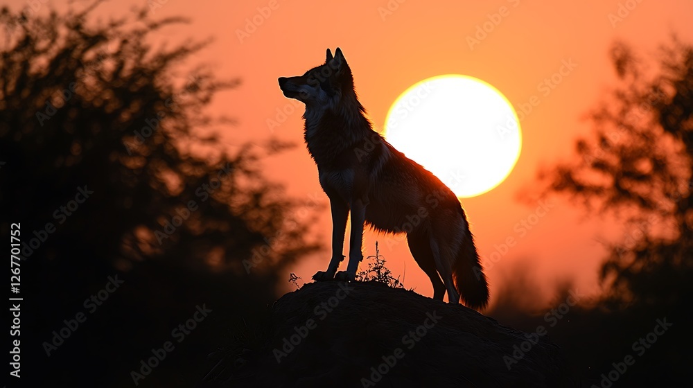Wolf silhouette sunset rock nature wildlife landscape Wolf silhouette sunset rock nature wildlife landscape