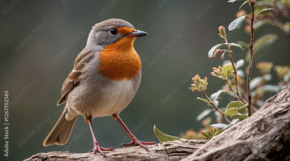Vibrant robin perched on a log surrounded by greenery showcasing detailed plumage and natural habitat in a serene outdoor setting. Vibrant robin perched on a log surrounded by greenery showcasing detailed plumage and natural habitat in a serene outdoor setting.