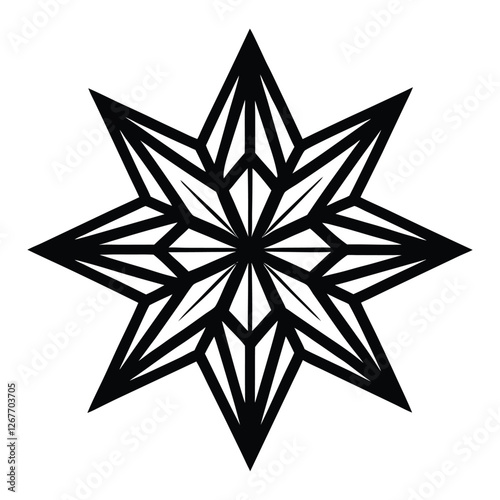 a symmetrical star made with intricate geometric.