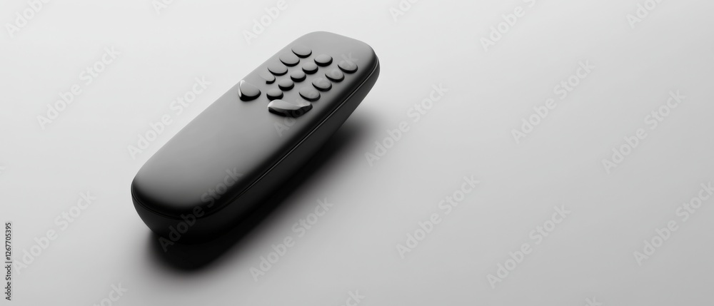 black modern remote control on a white surface black modern remote control on a white surface