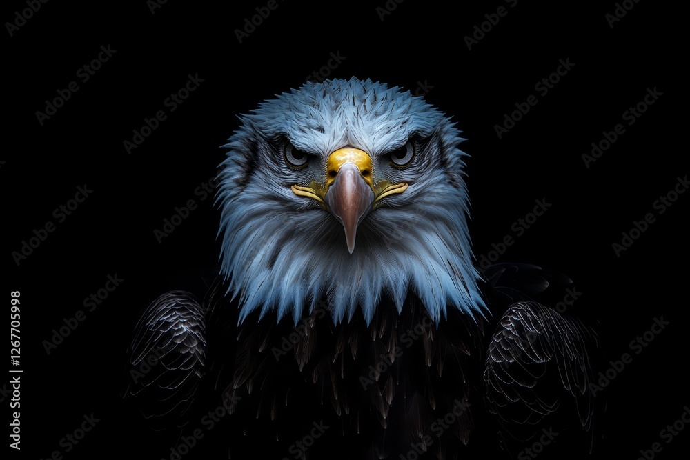 Fototapeta premium American Bald Eagle Portrait: A Symbol of Freedom - Majestic American Bald Eagle, powerful, freedom, national pride, wildlife. Symbolizing strength, liberty, and the spirit of America