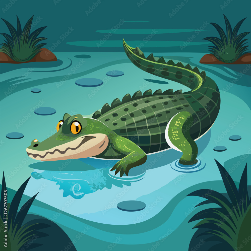 Fototapeta premium crocodile in the water