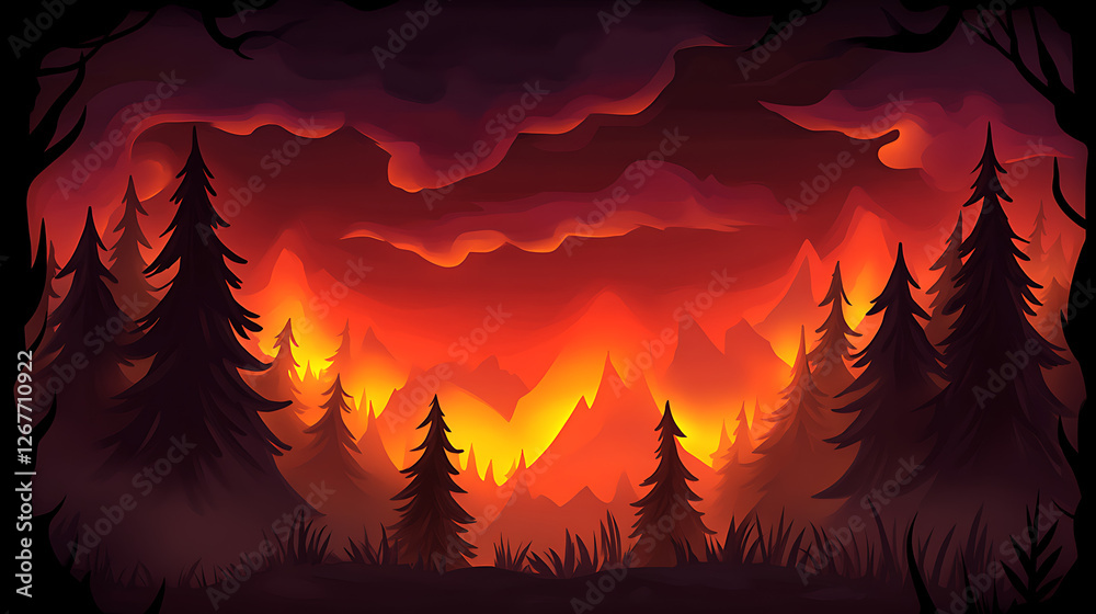 custom made wallpaper toronto digitalEerie Forest Engulfed in Twilight Hues and Silhouette Pines Painting a Dramatic Atmospheric Scene