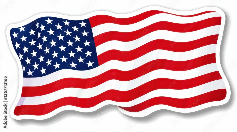 Waving United States of America Flag Illustration Waving United States of America Flag Illustration