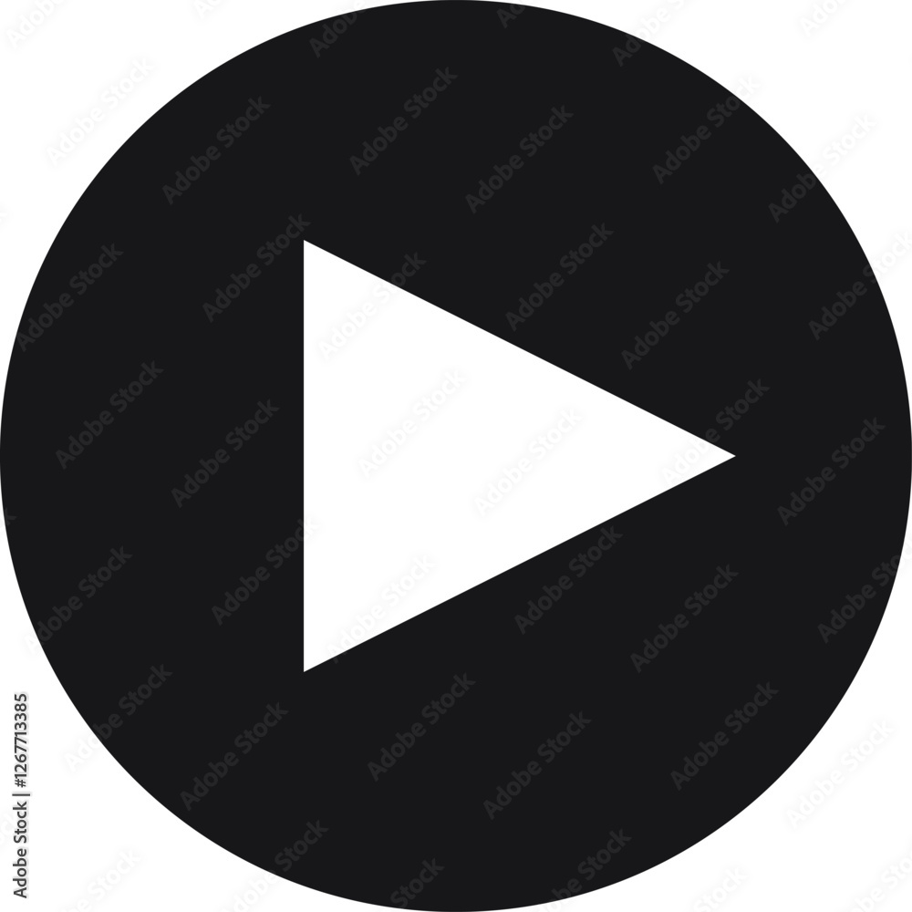 Play button icon isolated on black circle, representing starting or resuming multimedia content, ideal for user interfaces and media players Play button icon isolated on black circle, representing starting or resuming multimedia content, ideal for user interfaces and media players