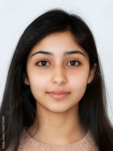 Wallpaper Mural Portrait girl ID photo on white background Torontodigital.ca