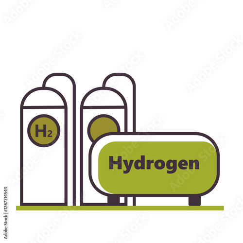 Hydrogen renewable energy production. Represents the use of hydrogen as an energy source, its storage. Perfect for topics related to alternative energy, energy storage technologies, sustainability. 