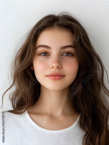 Wallpaper Mural Portrait girl ID photo on white background Torontodigital.ca