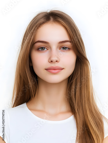 Portrait girl ID photo on white background photo