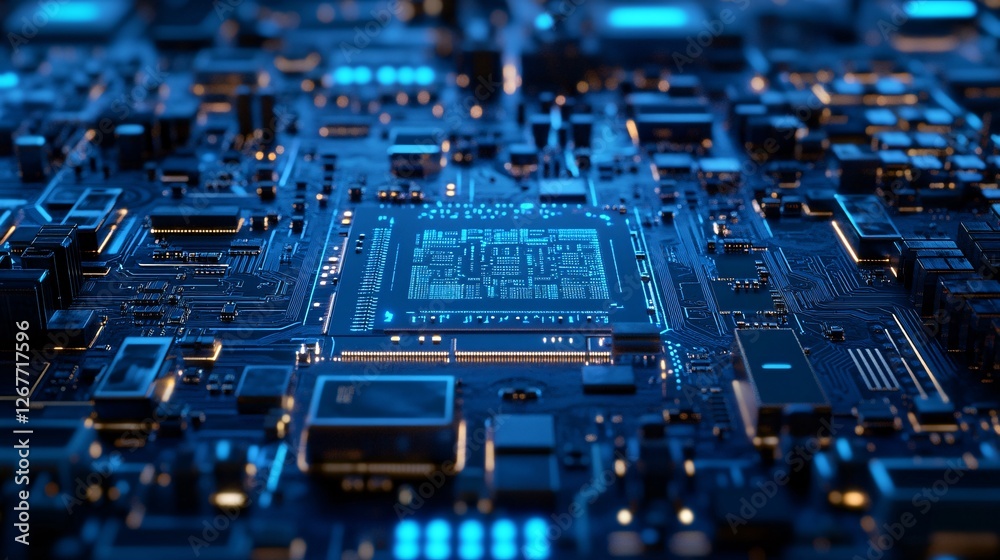 Futuristic Microchip with Glowing Blue Circuits, Advanced Technology, Cyberpunk Aesthetic, 8K Ultra Detail, HD 4K Image Download Futuristic Microchip with Glowing Blue Circuits, Advanced Technology, Cyberpunk Aesthetic, 8K Ultra Detail, HD 4K Image Download
