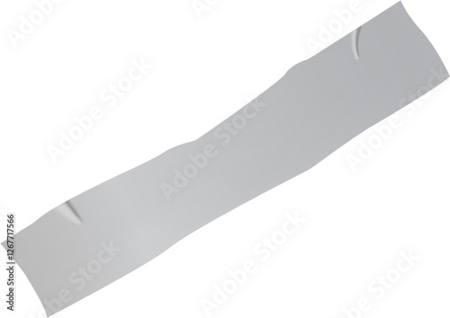 Realistic gray duct tape featuring torn edges, isolated against a white background, offers ample space for text or design, making it perfect for various creative projects