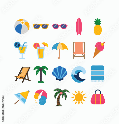 Summer vector icons symbol pack illustration creative concept
