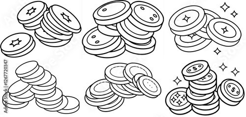 gold coins Coloring Page Printable Line Art Drawing