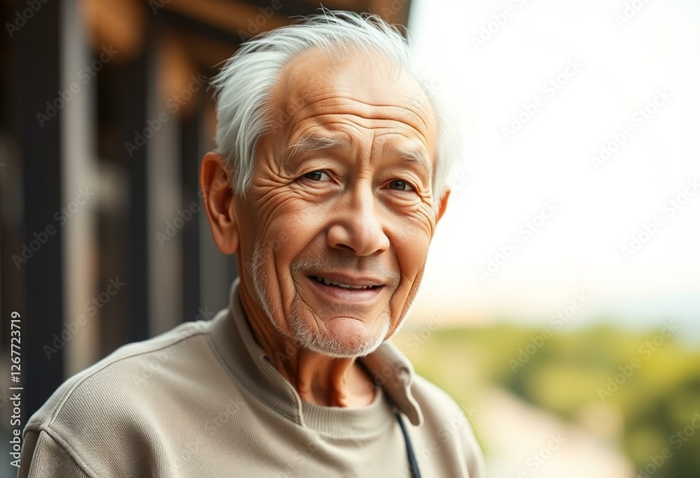 Outdoor portrait of an elderly man with a gentle smile Outdoor portrait of an elderly man with a gentle smile