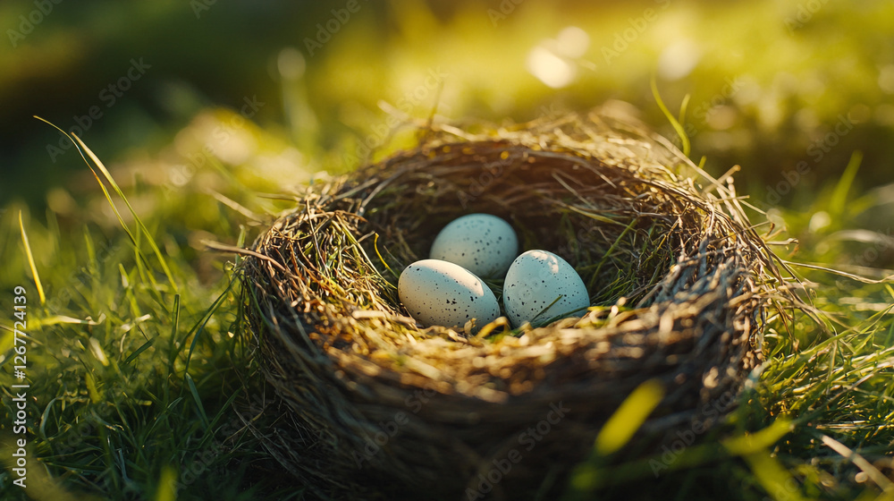 Easter Sunday brings joy and renewal with colorful eggs nestled in a cozy nest among the vibrant green grass Easter Sunday brings joy and renewal with colorful eggs nestled in a cozy nest among the vibrant green grass