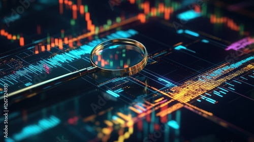 Magnifying Glass on Data Analytics Screen: Unveiling Insights