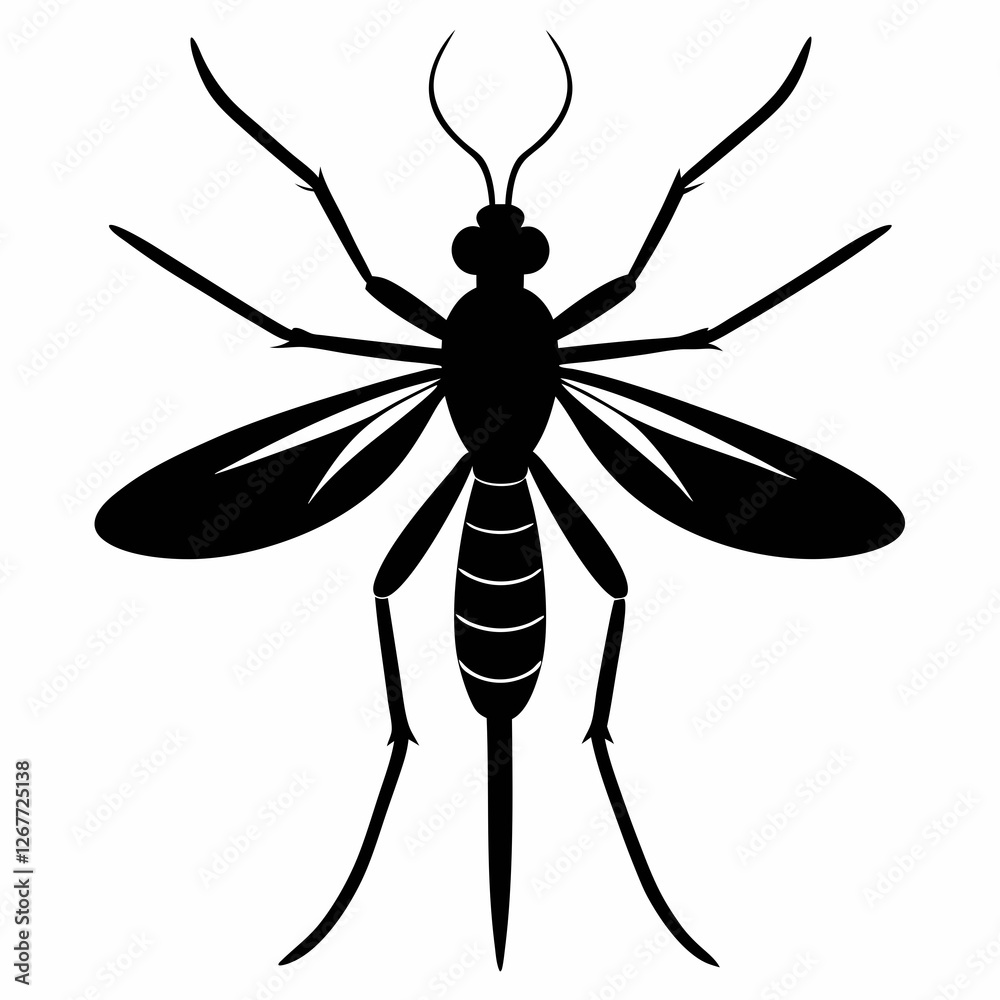Fototapeta premium Mosquito vector silhouette black design white background