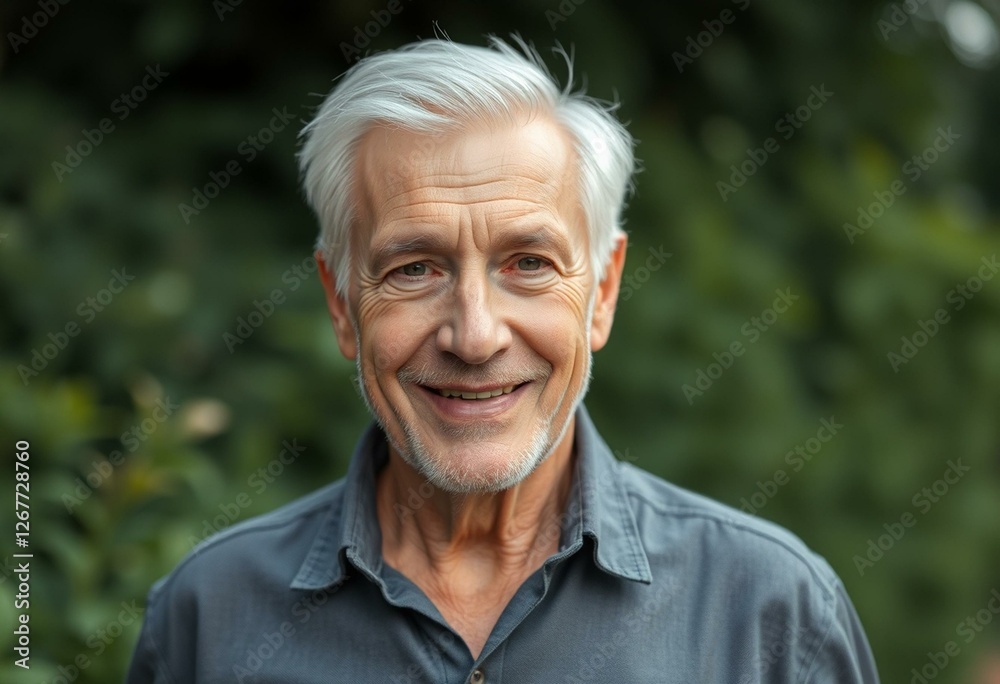 Outdoor portrait of an old man with gentle smile Outdoor portrait of an old man with gentle smile