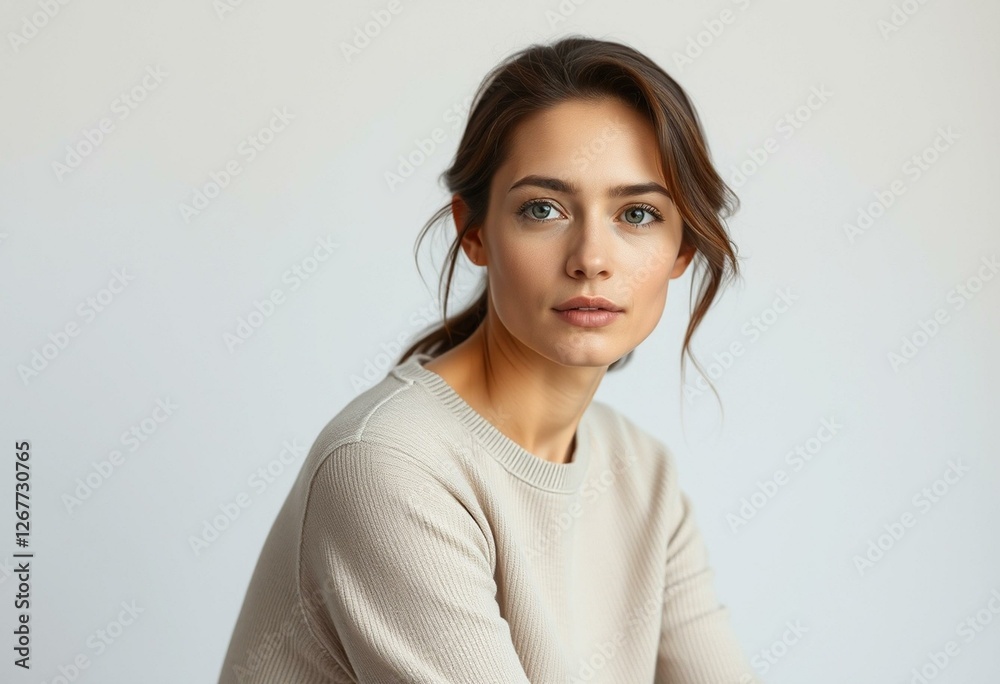 Natural light portrait of a woman without makeup Natural light portrait of a woman without makeup