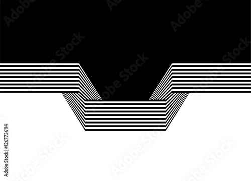 Transition from black to white with parallel lines in retro style. Trendy design element.  Vector striped background with place for text.