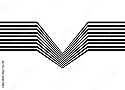 Modern vector pattern of black parallel lines on white background in retro style. Trendy design element. Vector background.