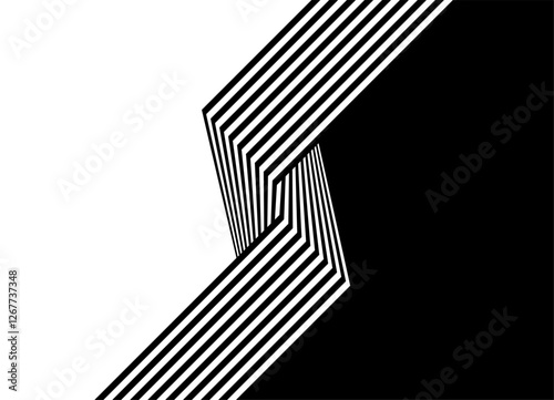 Abstract transition from black to white with parallel lines in retro style. Trendy design element. Vector striped background with place for text for packaging, advertising, posters.