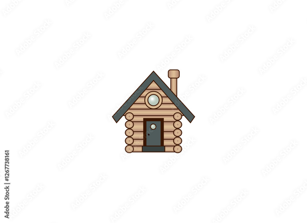 Vector illustration of a wooden house or hut on a white background Vector illustration of a wooden house or hut on a white background
